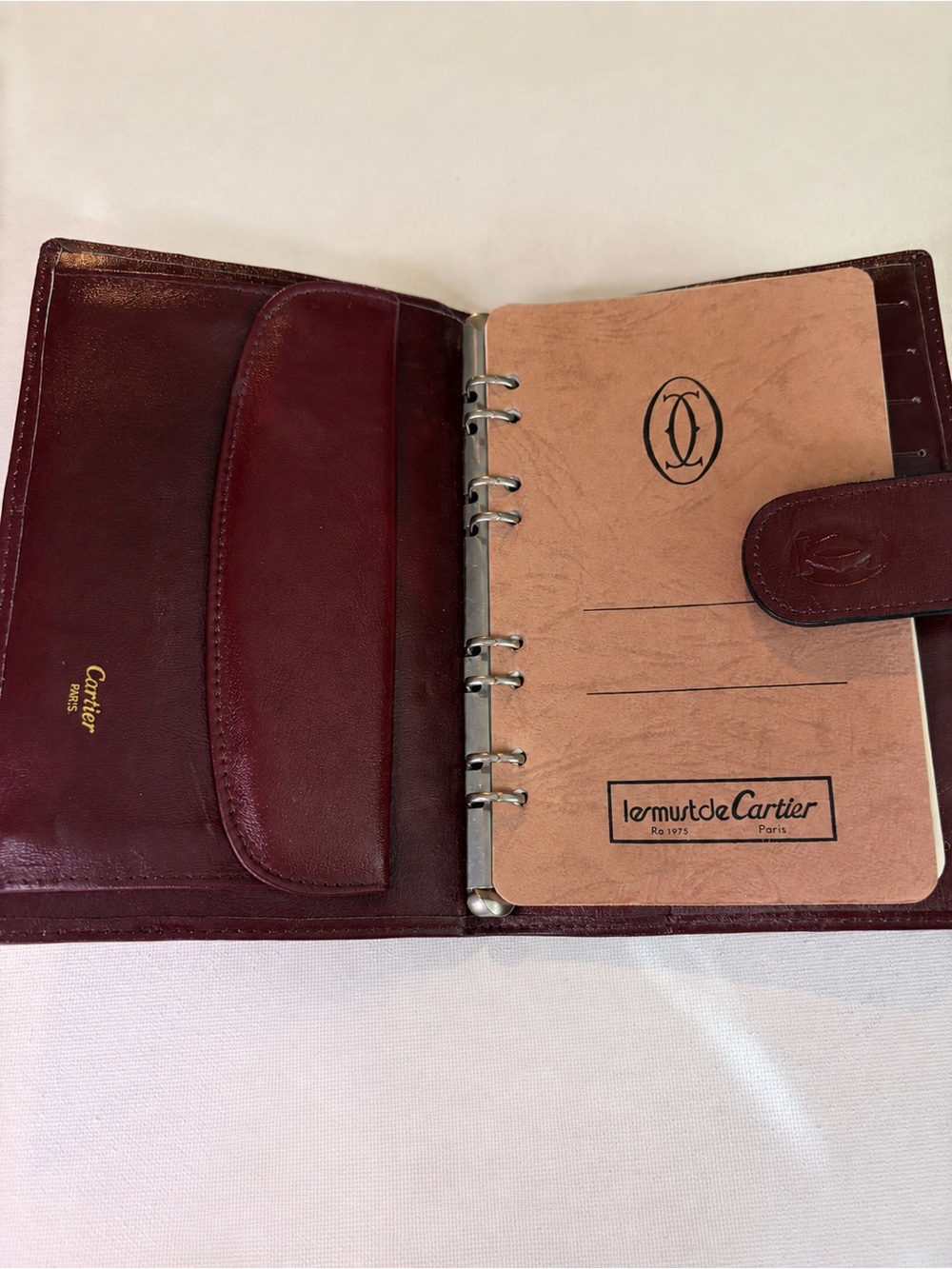 Vintage Cartier Les must de Cartier Agenda/Address Book. Bordeaux Leather.